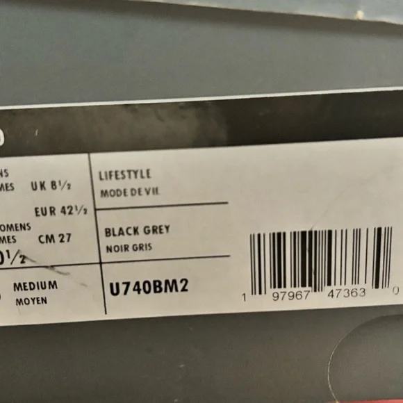 New Balance Men's Black and Gray Sneakers - Picture 3 of 3